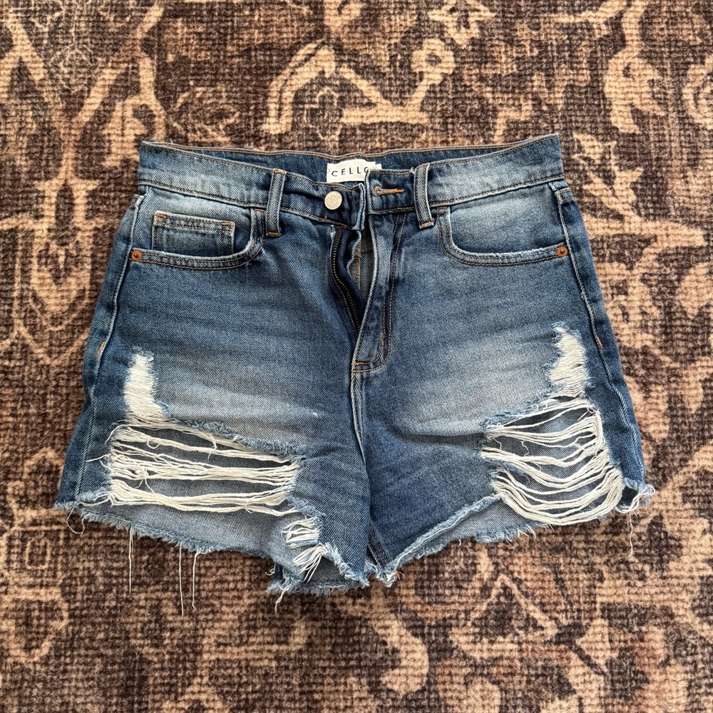 Cello Women's Ripped Jean Shorts - Dark Blue
